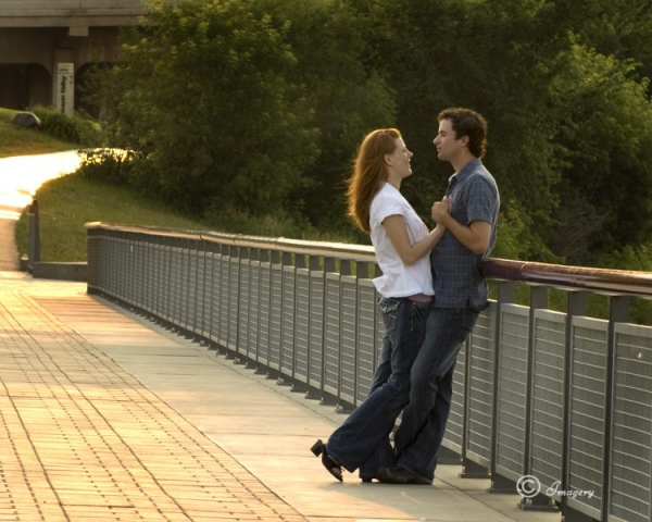 Professional Photo Couple Outside on Bridge